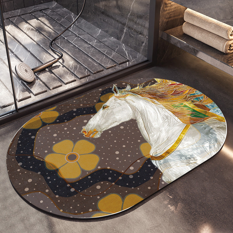 Artistic Horse-Themed Bath Mat Bowlift