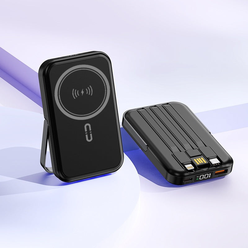 Portable induction power bank with integrated stand and multiple connections Bowlift