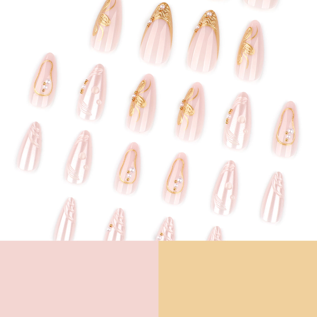 Elegant artificial nails with flower and glitter accents Bowlift