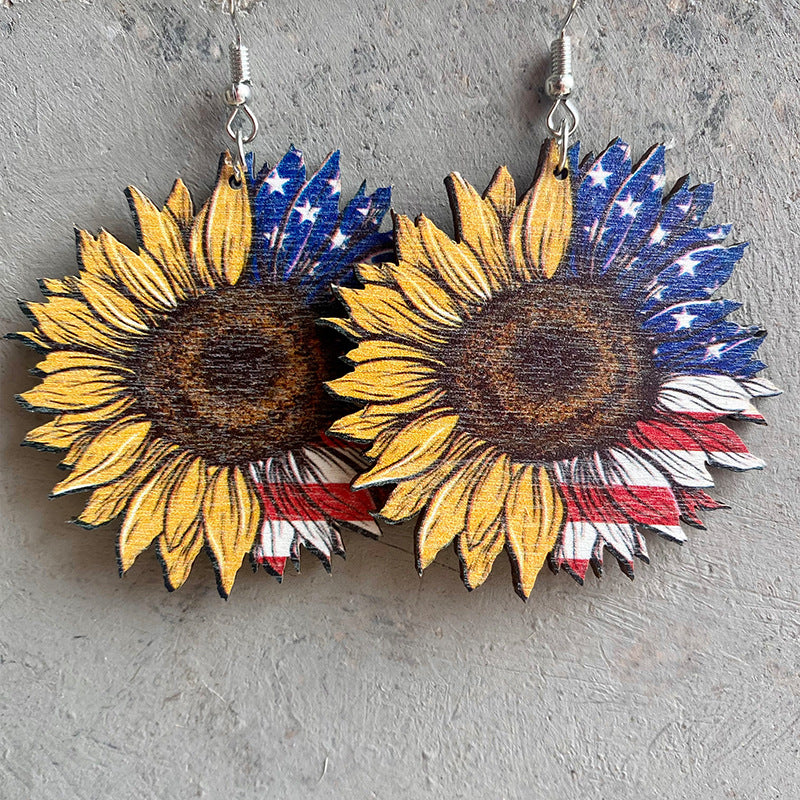 Ladies nan handcrafted wooden earrings cylinder hat motif with star band and lightweight fishhook Bowlift