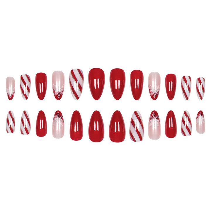 Elegant Holiday-Themed Stiletto Press-On Nails Bowlift