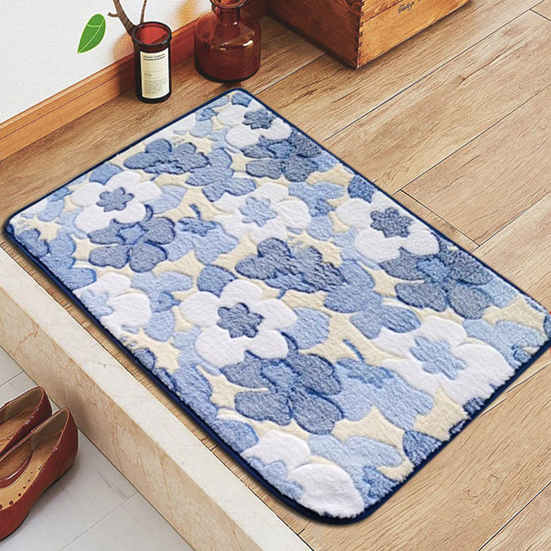 Star-Patterned Plush Bath Mat Bowlift