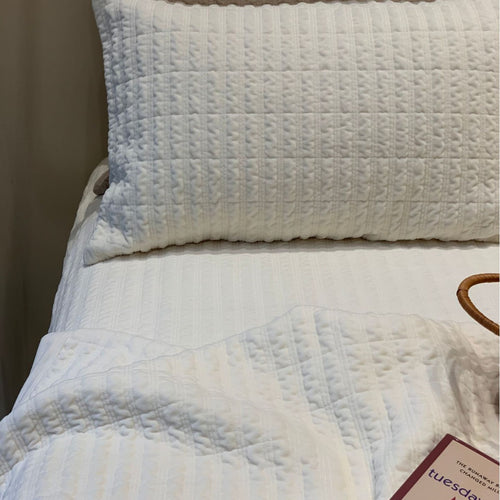 Quilted Cotton Pillow Sham Set with Channel Texture and Envelope Closure
