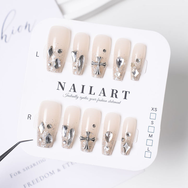 Decorative Gemstone Press-On Nail Set Bowlift
