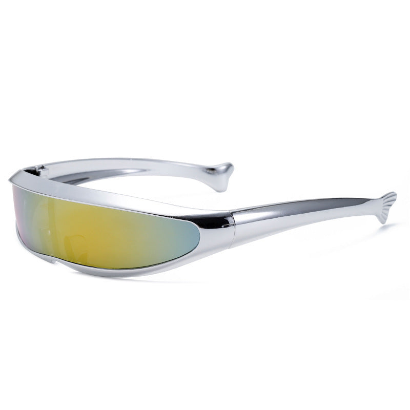 Women Futuristic Designer Sunglasses with Stylish Gold Frame Bowlift