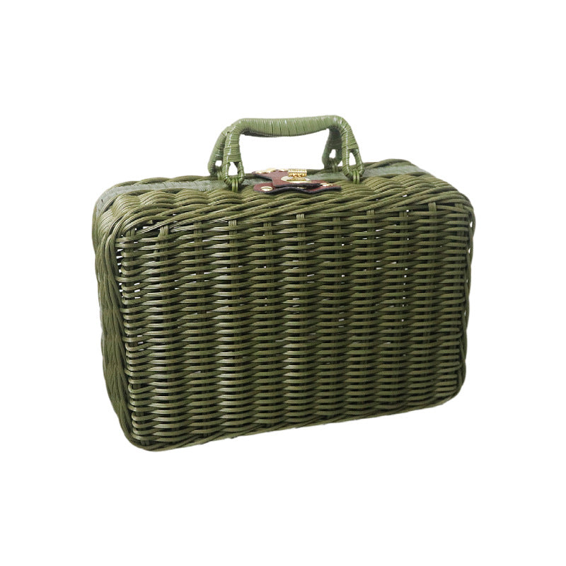 Handmade basket with leather handle Bowlift