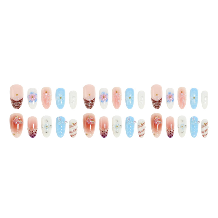 High-quality artificial nail set with artistic flower decoration Bowlift