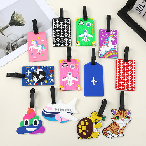 silicone travel luggage tag world map airplane design with adjustable strap Bowlift