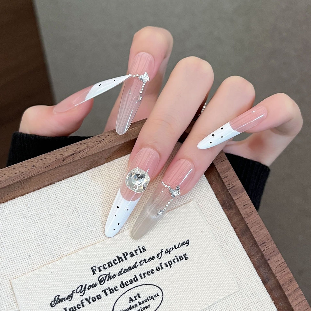 Decorative Press-On Nails with Gem Accents Bowlift