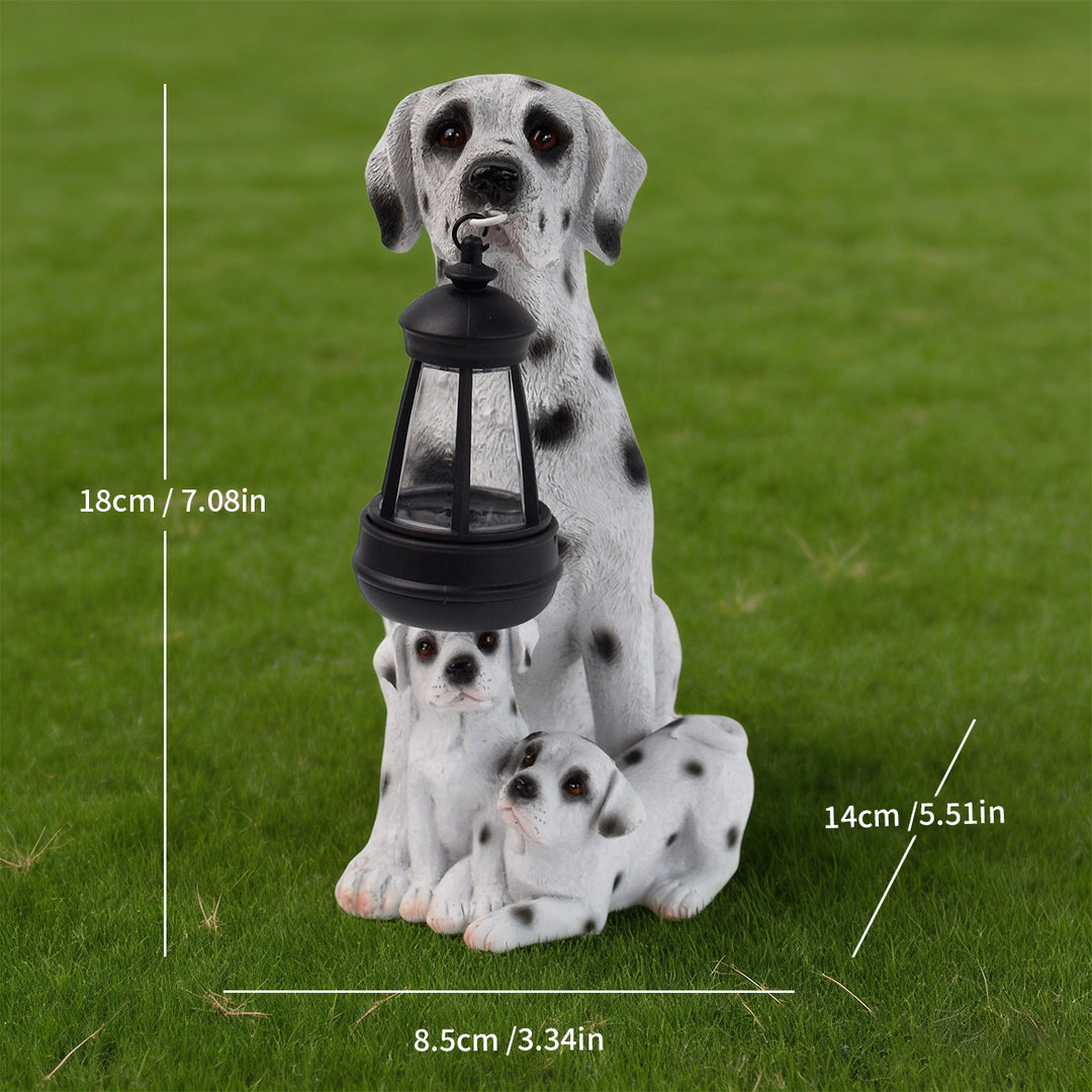 Outdoor Solar LED Lantern Boxer Dog Statue Bowlift