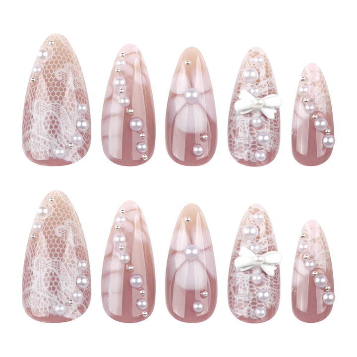 Artful Nail Extensions with Delicate Accents Bowlift