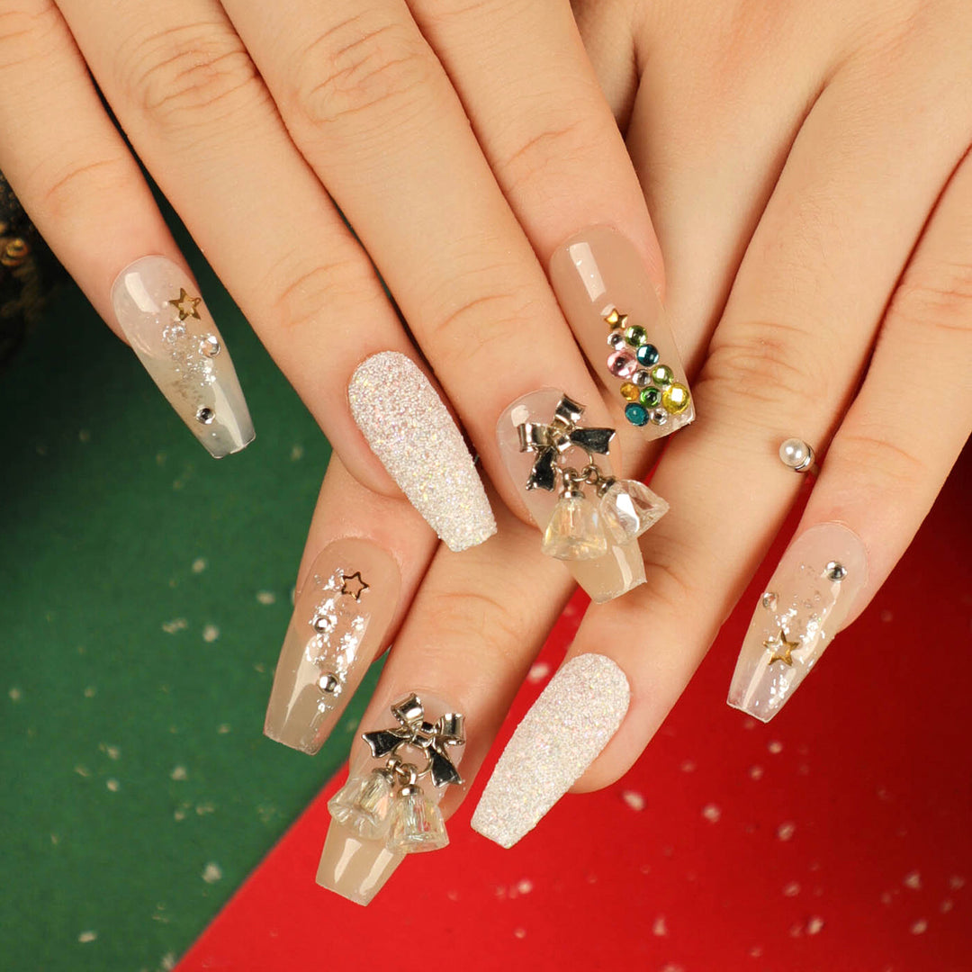 Artful nail extensions with elegant crystal embellishments Bowlift