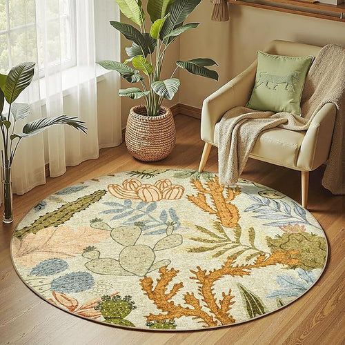 Round Flower Pattern Rug
