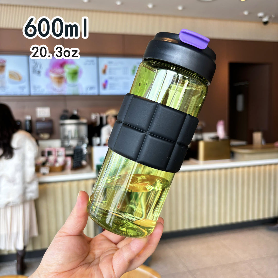 Women's transparent drinking bottle with non-slip silicone coating Bowlift