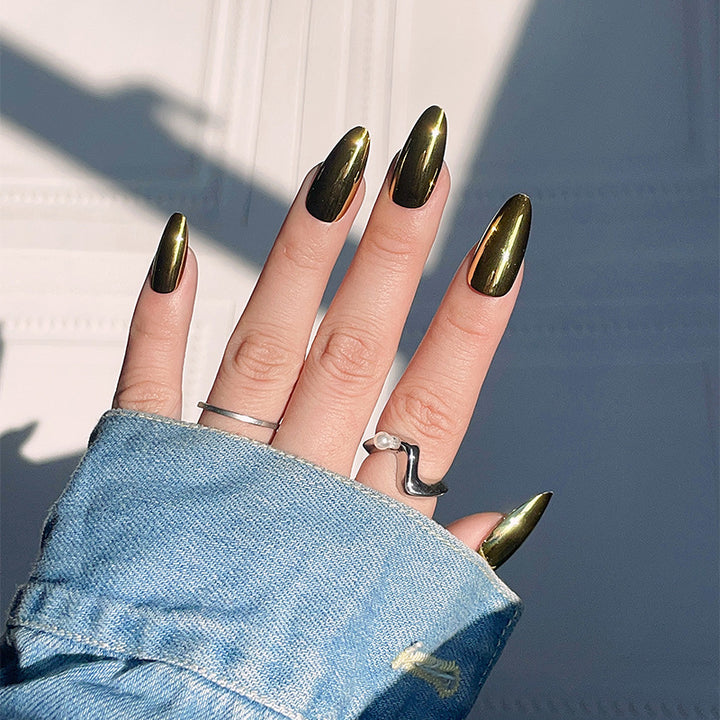 Elegant Metallic Stiletto Press-On Nails Bowlift