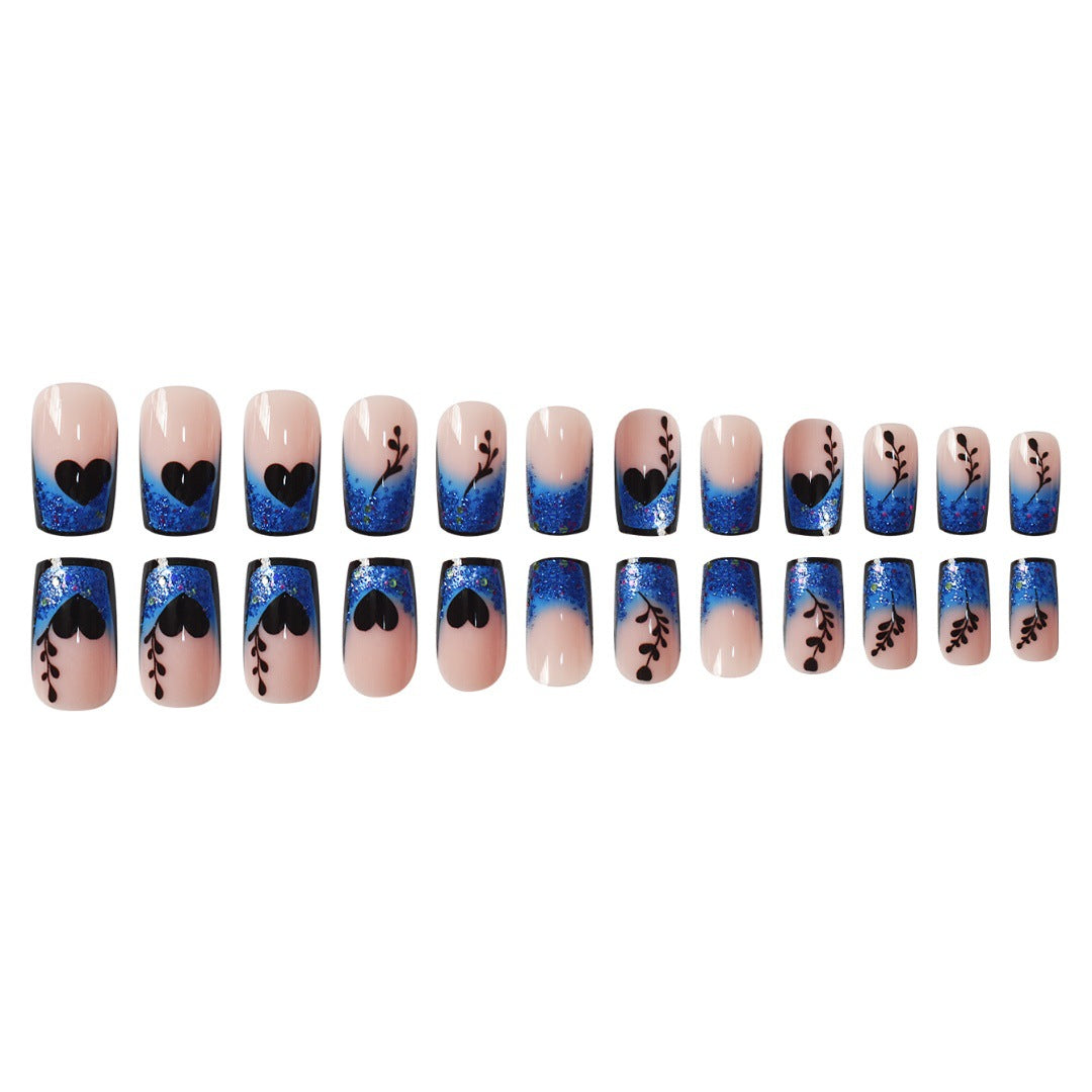 Artistic Glittered Press-On Nail Extensions Bowlift