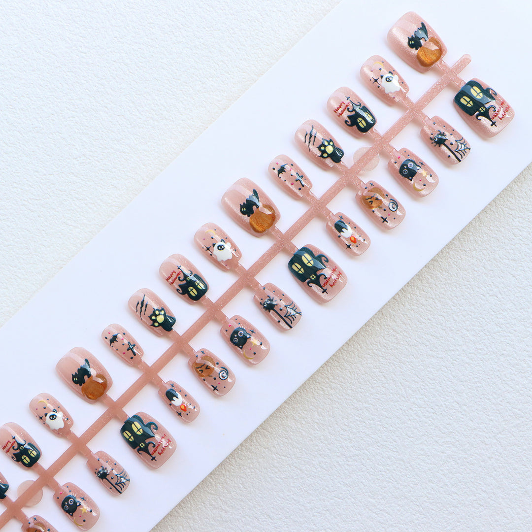 Creative Halloween-Themed Press-On Nail Art Set Bowlift