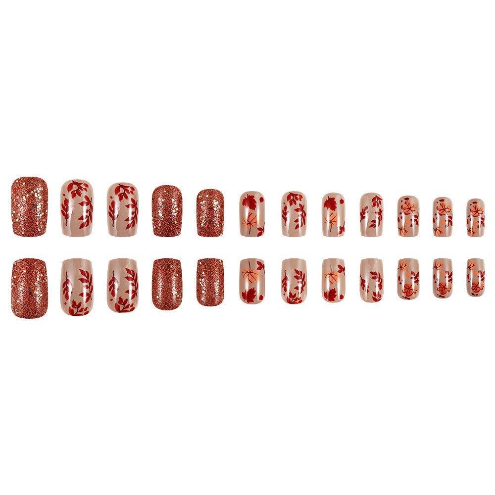 Decorative Autumn-Themed Press-On Nails Bowlift