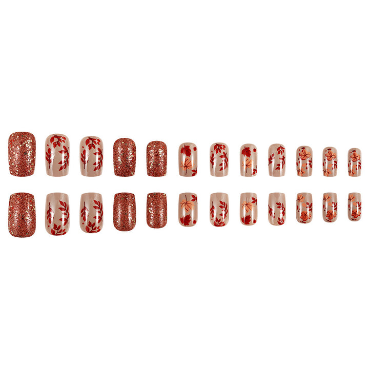 Decorative Autumn-Themed Press-On Nails Bowlift