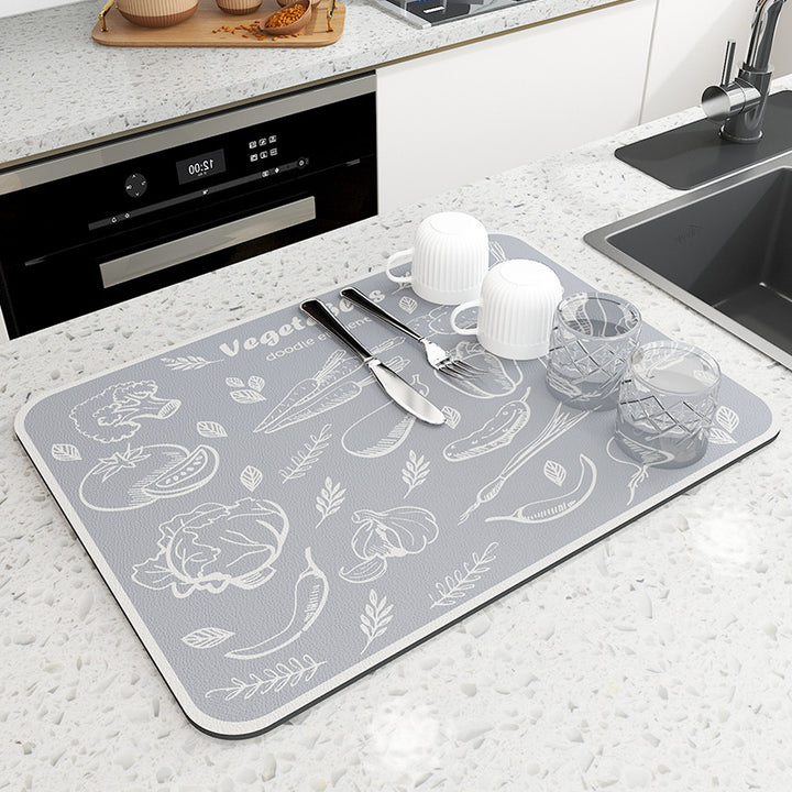 Floral Patterned Kitchen Drying Mat Bowlift