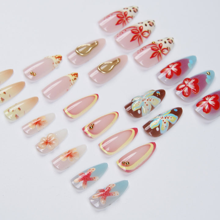 Artificial Nail Set with Floral Accents Bowlift