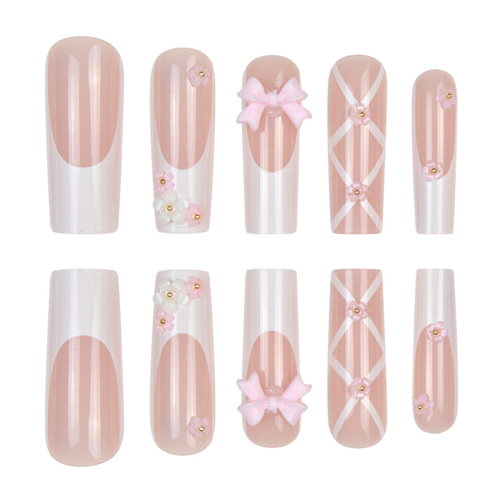 Decorative Elegant Long Acrylic Press-On Nails Bowlift