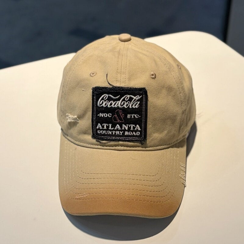 Distressed Cotton Cap with Vintage Logo