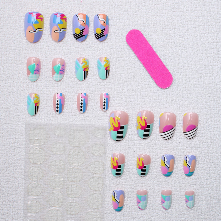 Artistic Patterned Press-On Nails Bowlift