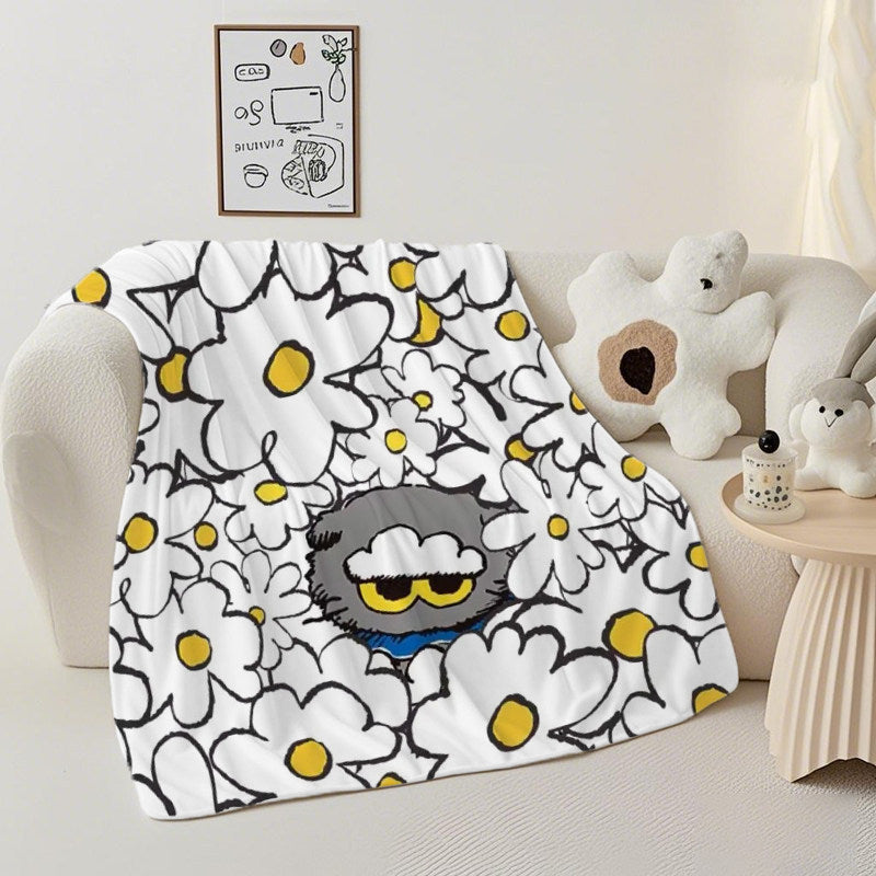 Artistic Cartoon Cat-Themed Fleece Throw Blanket