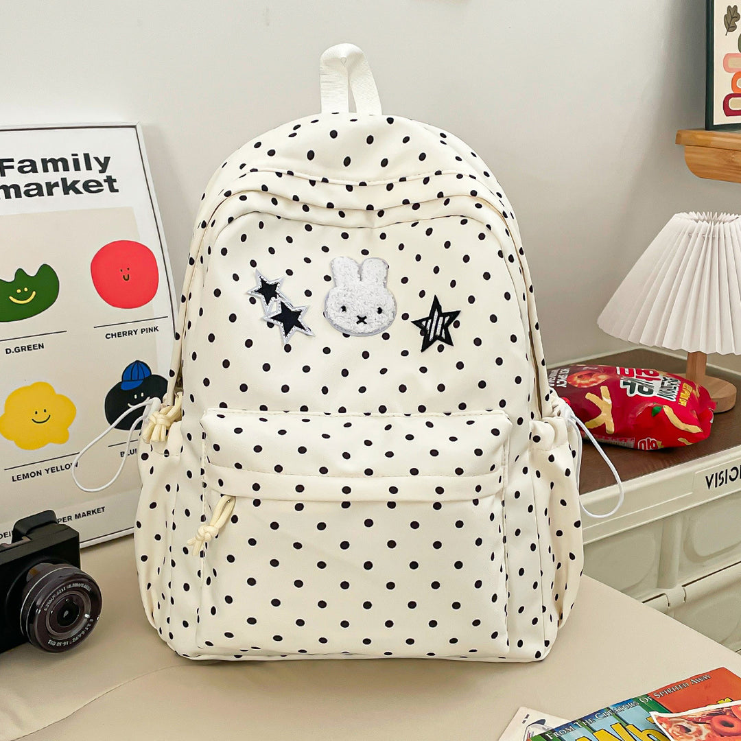 Fun Cartoon-Themed Polka Dot Backpack