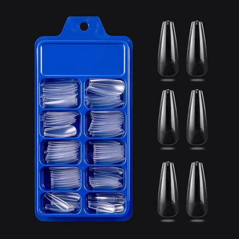 Artificial nails with long French tip design Bowlift