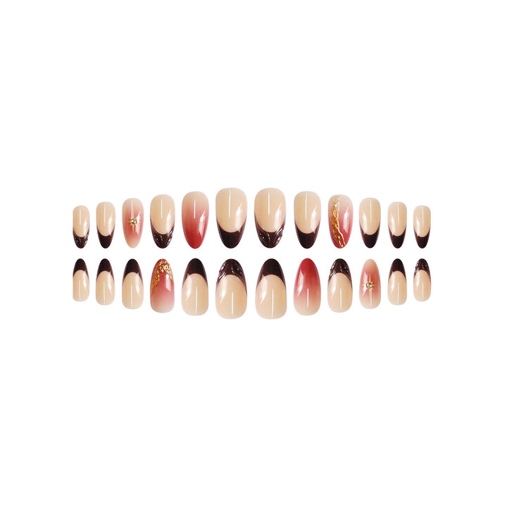 Artistic Almond-Shaped Press-On Nail Art Bowlift