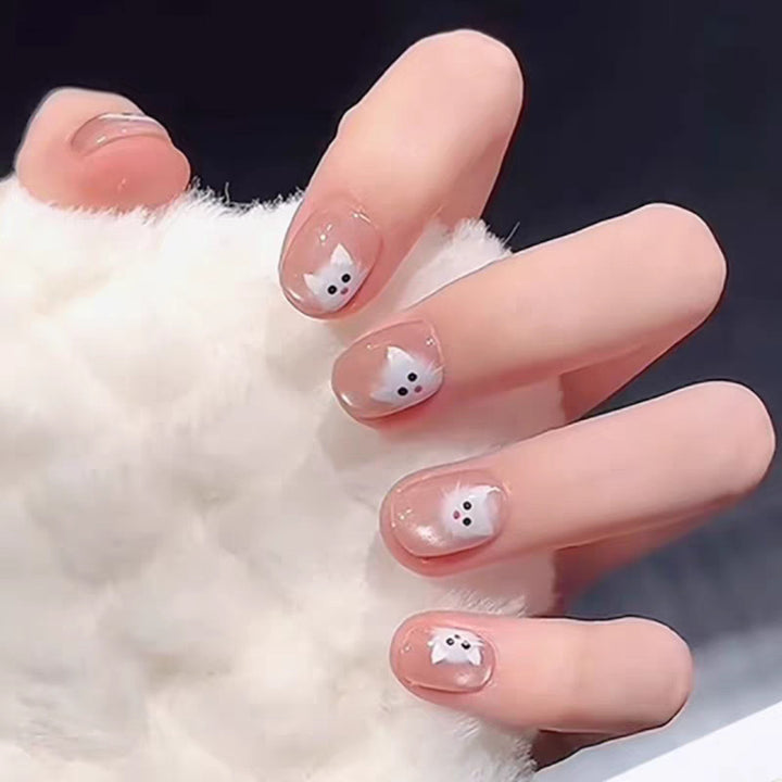 Stylish Press-On Nail Set with Animal Print and Gem Accents Bowlift