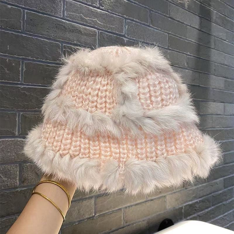Cozy Knitted Faux Fur Bucket Hat