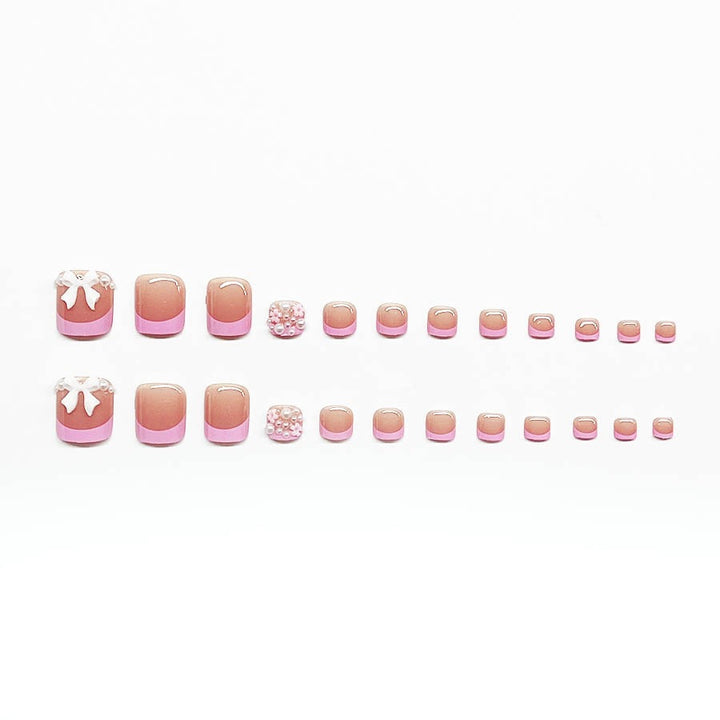 Decorative Press-On Nail Art Set with Floral and Bow Accents Bowlift