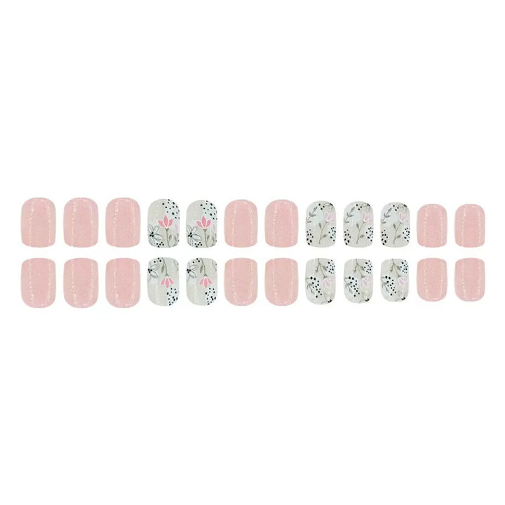 Artificial nail set with floral designs and elegant finish Bowlift