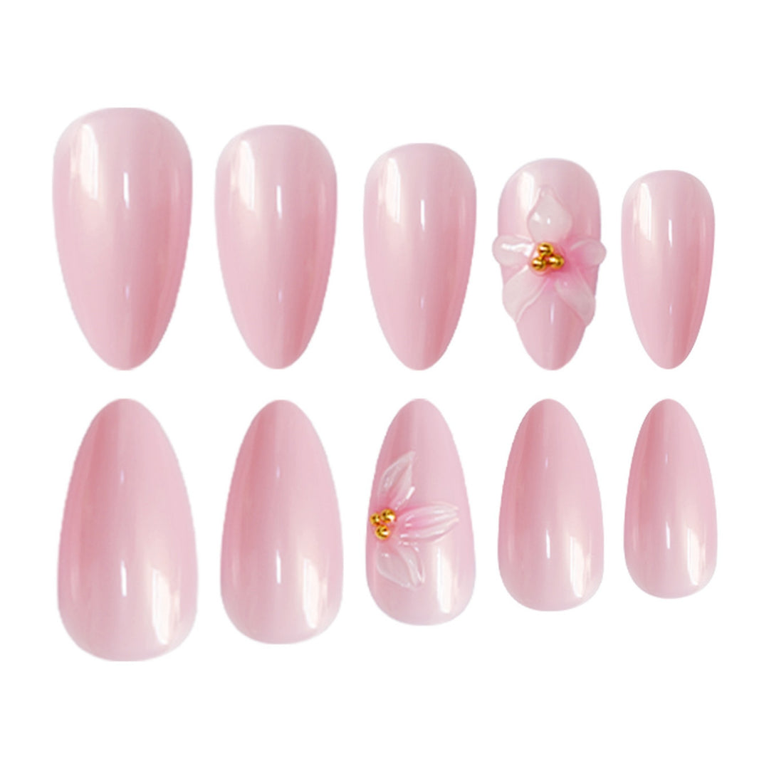 Elegant Floral Pointed Nail Art Extensions Bowlift