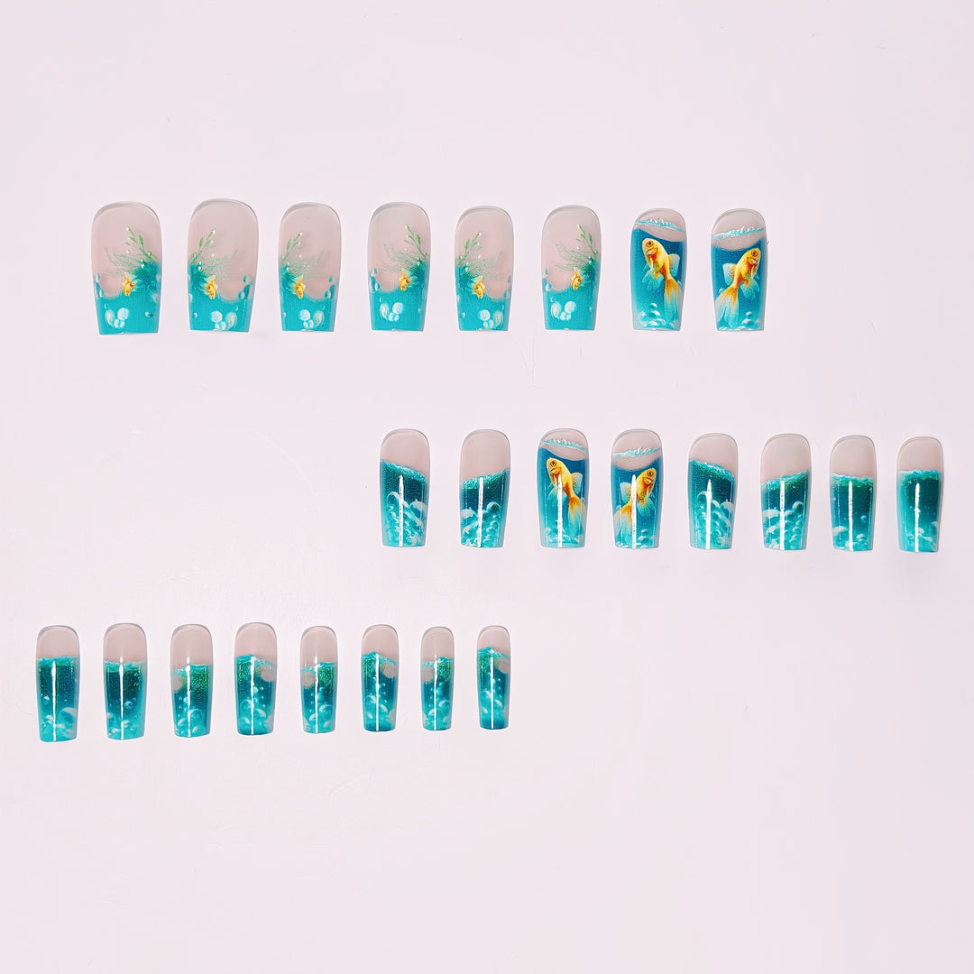 Artificial nails with Lively Water World motif Bowlift