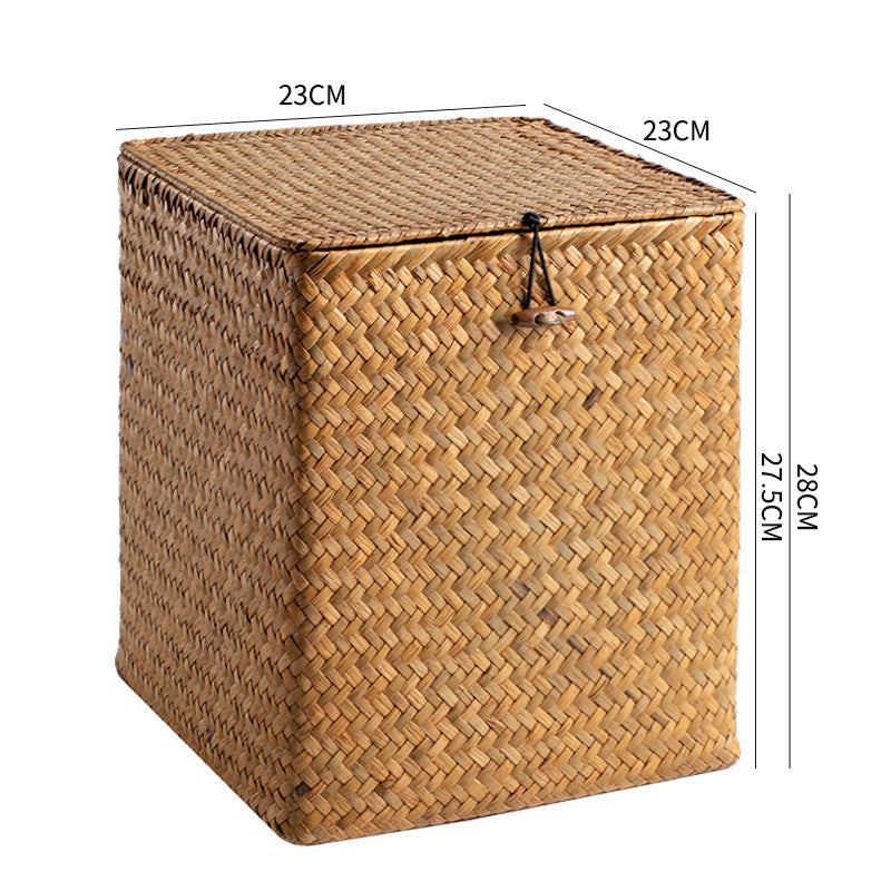 Unisex Rectangular Storage Basket with Lid made of Natural Material Bowlift