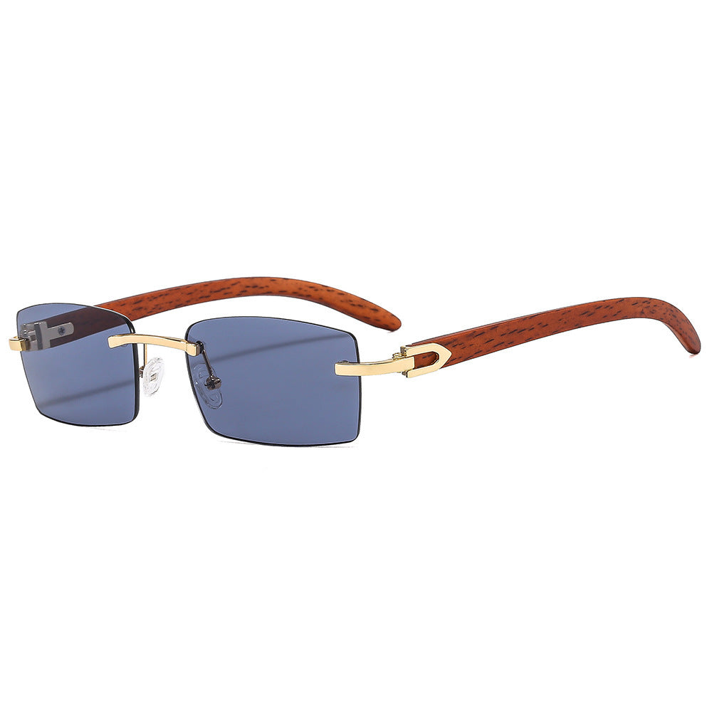 Stylish Wooden-Handled Square Sunglasses Bowlift