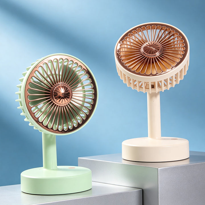 Portable USB Table Fan with LED Lighting and Flexible Tilt Angle Bowlift