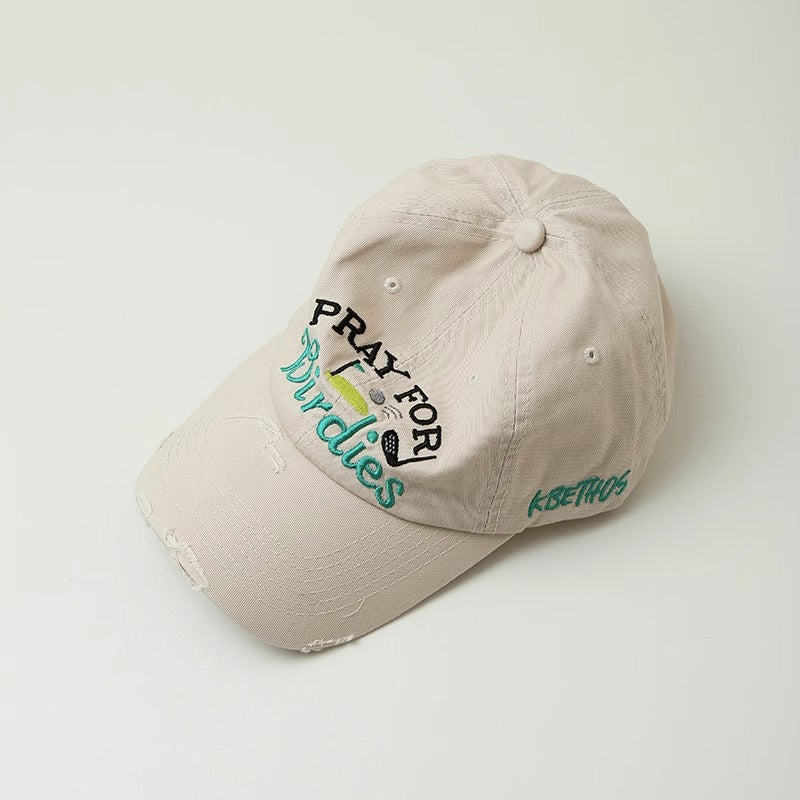 Women's Embroidered Distressed Baseball Cap Bowlift
