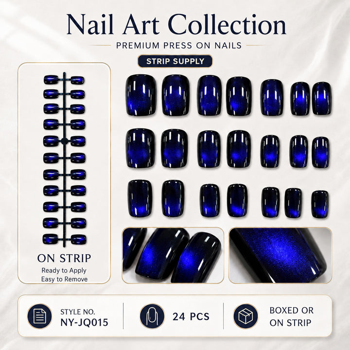 Premium Press-On Nails with Metallic Shine Bowlift