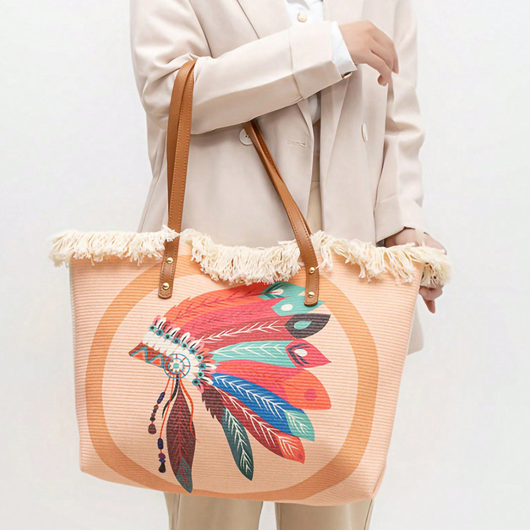 Beach bag with Unique Feather Design Bowlift