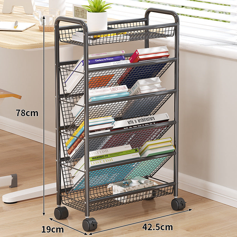 Rolling Metal Book Storage Rack Bowlift