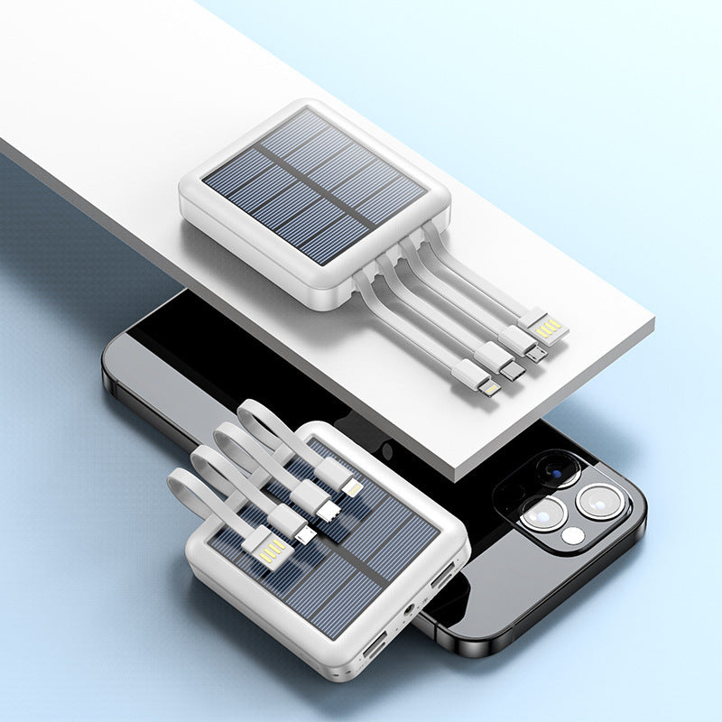 Portable solar power bank with integrated charging cables and efficient fast charging function Bowlift