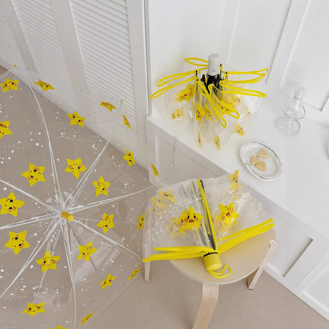 Ladies foldable umbrella with particularly playful star design Bowlift