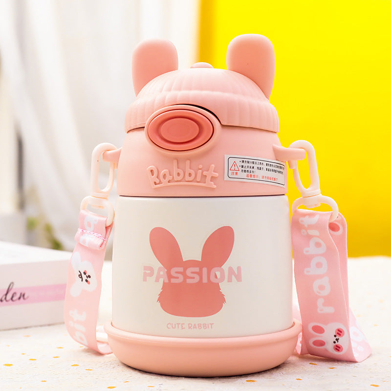 Women's Insulated Water Bottle with Cute Bunny Design Bowlift