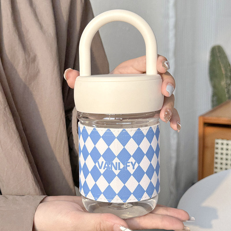 Women High-Quality Glass Drinking Bottle with Ergonomic Carrying Handle Bowlift