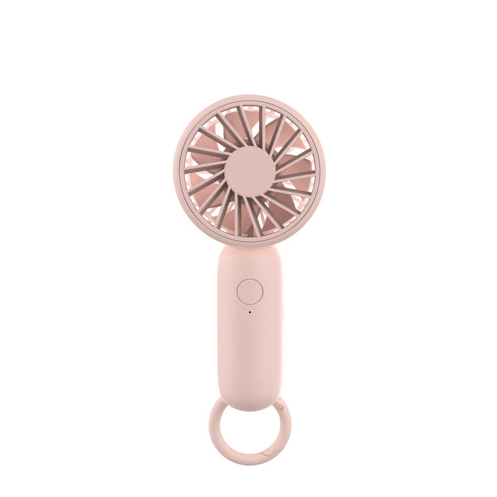 Cooling compact rechargeable handheld fan with carabiner loop and whisper-silent motor Bowlift